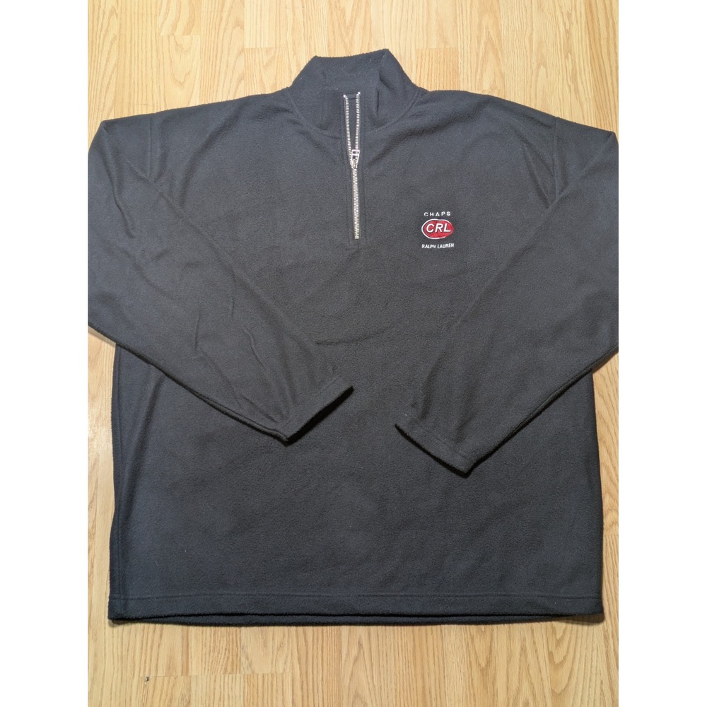 Chaps Ralph Lauren Mens Vintage CRL Fleece Quarter Zip Pullover Black XL